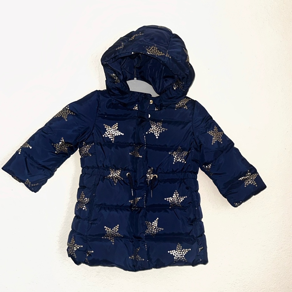 Baby GAP Navy Star-Patterned Hooded Puffer Coat
